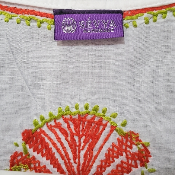 Sevya Handmade 3/4 Sleeve Embroidered Tunic Size S - Picture 4 of 5